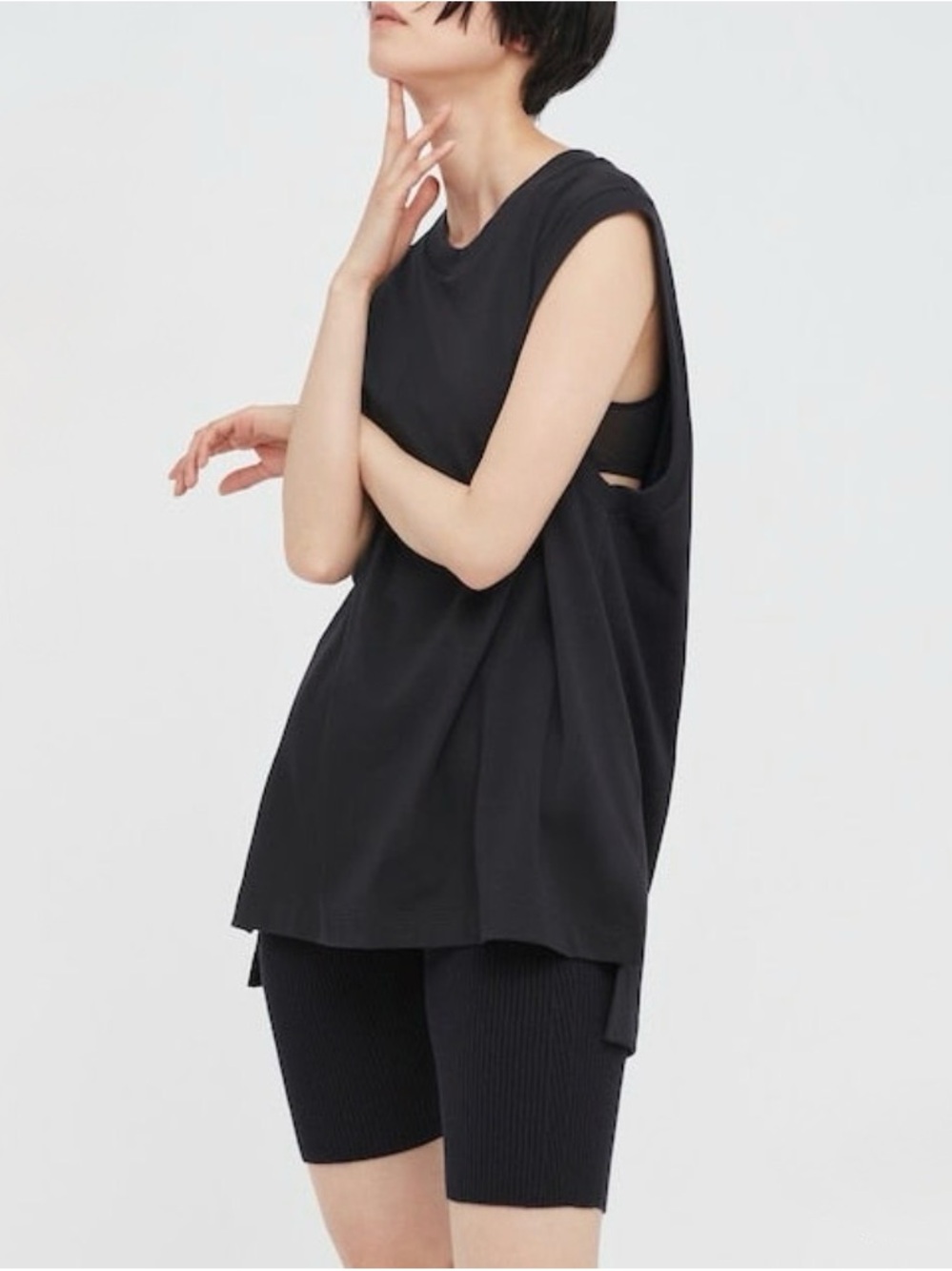 Mame Kurogouchi Uniqlo Airism Oversized Sleeveless Black Muscle Tee Unisex S